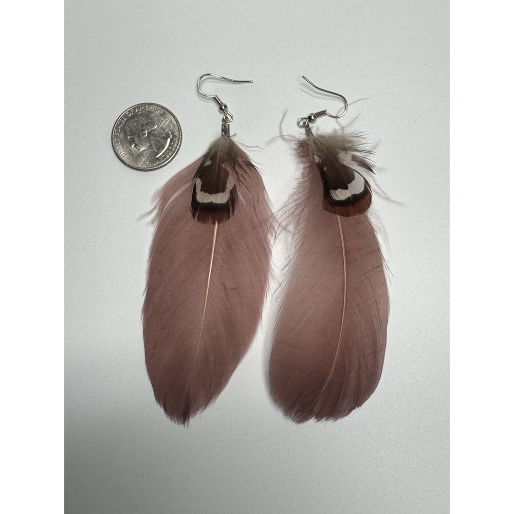 Vintage Feather Earrings Dangle Drop Boho Statement Jewelry